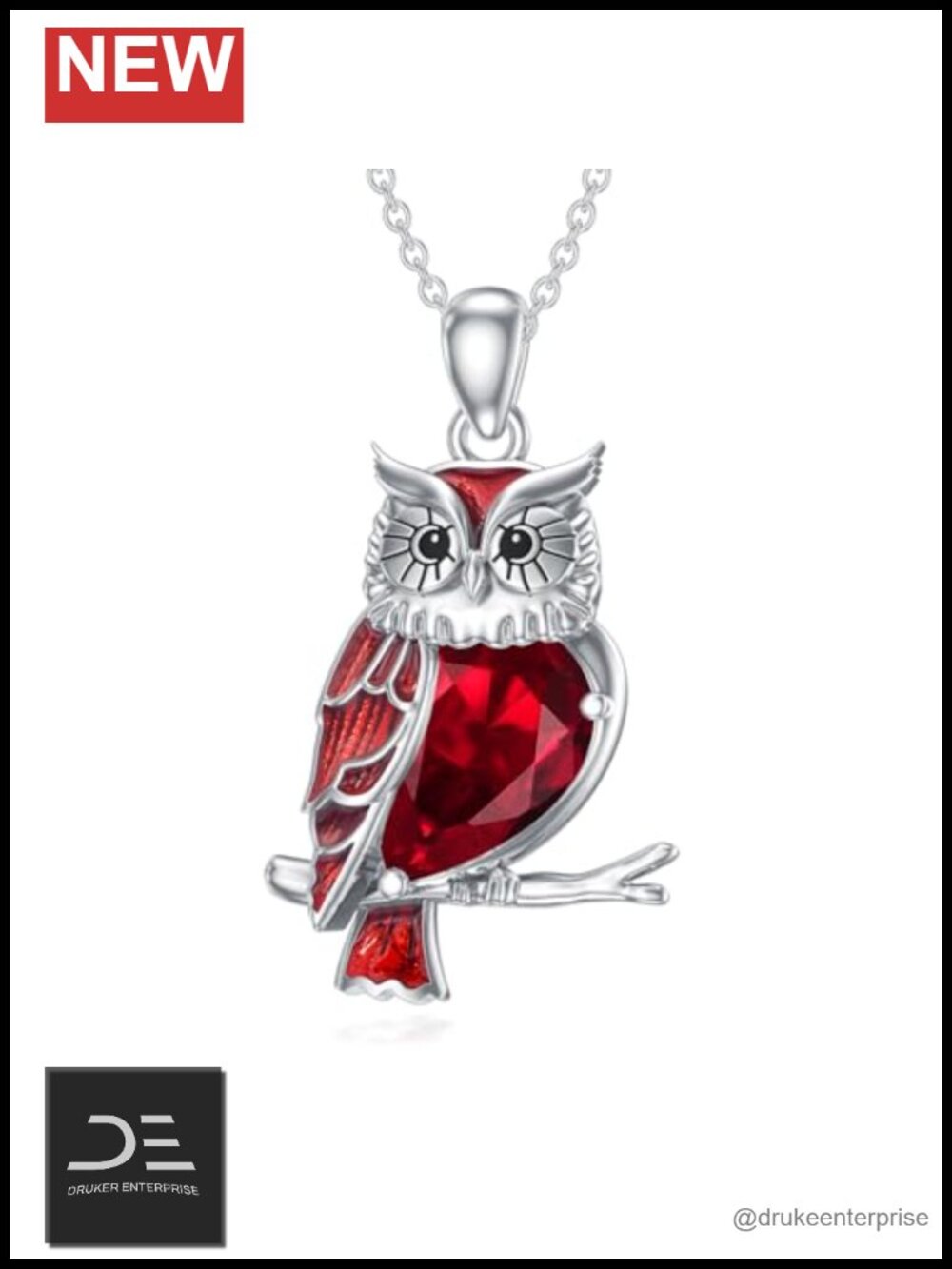Natural Amethyst Owl Necklace 925 Sterling Silver Pendant Fine Jewelry Gift for
